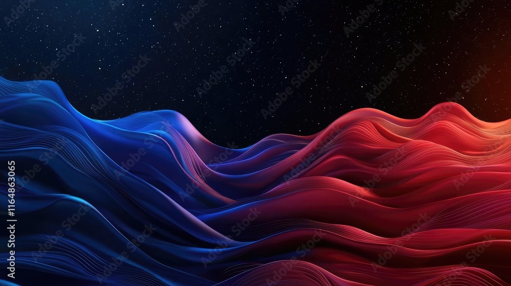 Aufkleber fireworks abstract background idea. vibrant flowing waves of blue and red create a stunning visual r