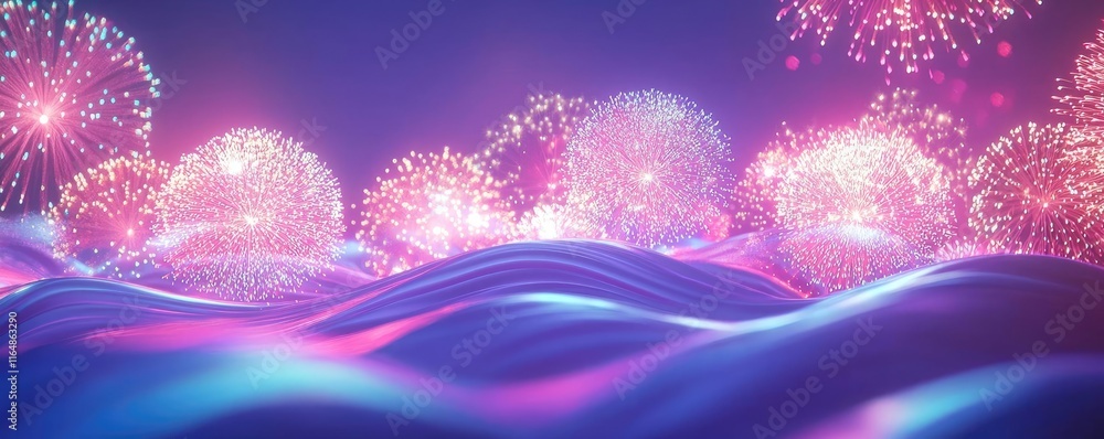 Poster fireworks abstract background idea. vibrant waves and colorful fireworks create a mesmerizing digita