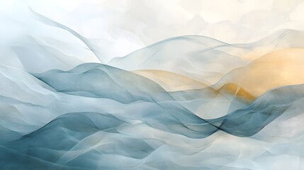 Obraz premium Abstract Blue and Gold Wave Landscape Art