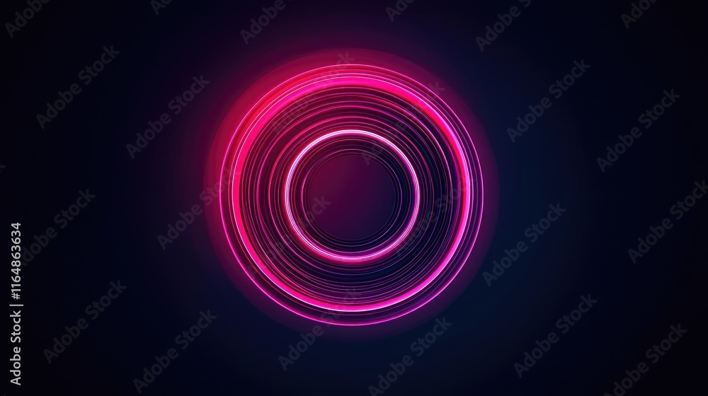 Poster circles abstract background idea. a vibrant neon circle design with glowing edges and a dark backdro