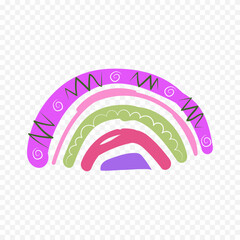Hand drawn rainbow element. Boho rainbow hand drawn illustration