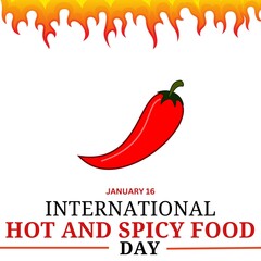 International Hot and Spicy Food Day poster vector illustration. January 16