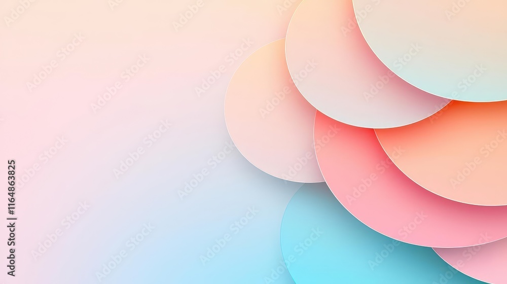 Poster circles abstract background idea. soft pastel layered circles create a serene and modern background 