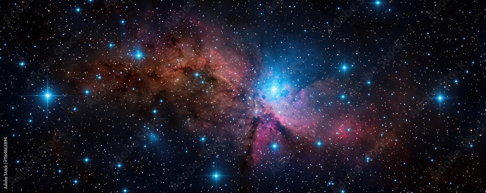 Poster cosmic abstract background concept. vibrant cosmic nebula filled with colorful stars and interstella