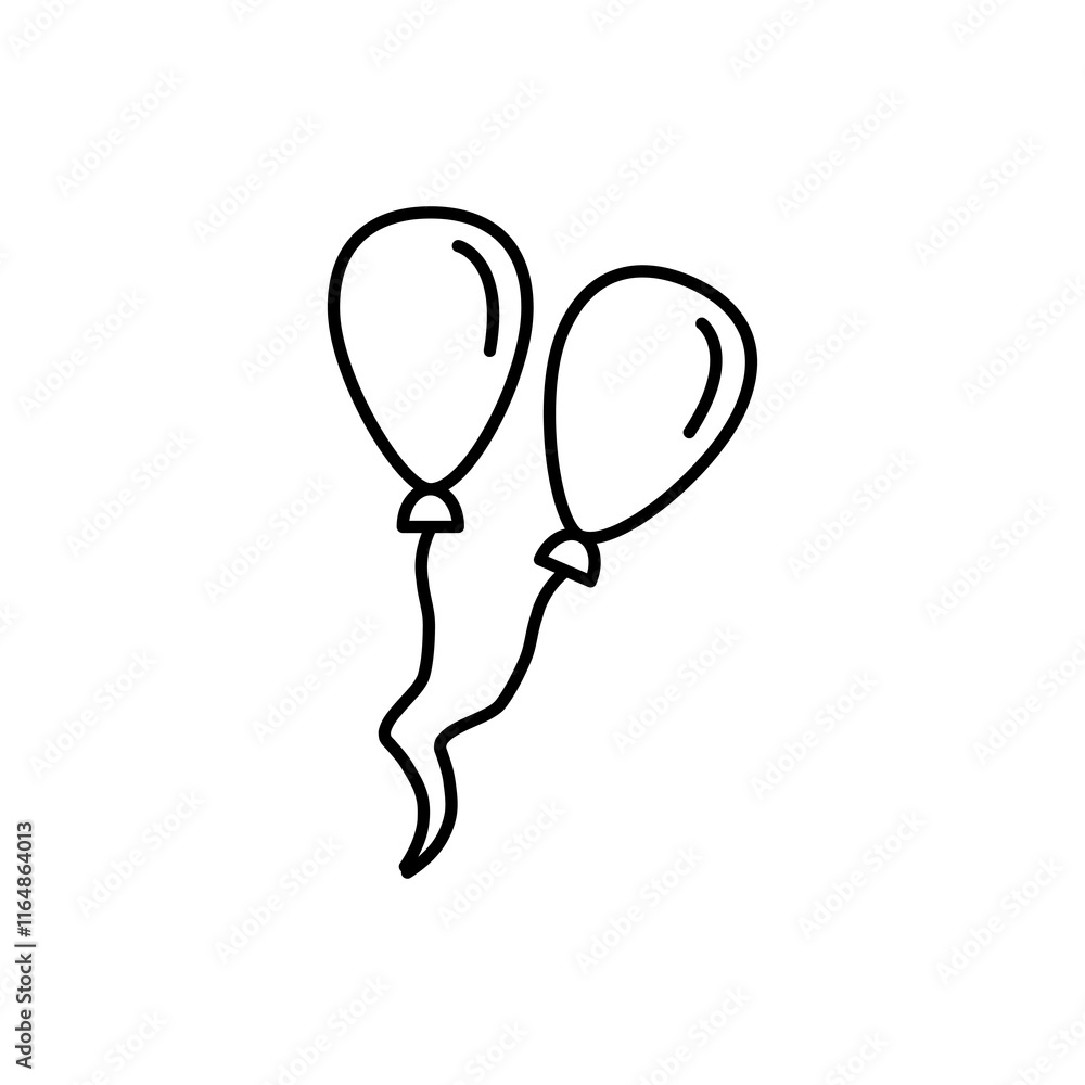 Poster balloons line icon, vector flat black simple linear illustration for web and app..eps