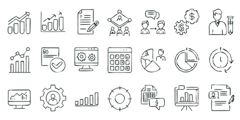 Business icons, linear style