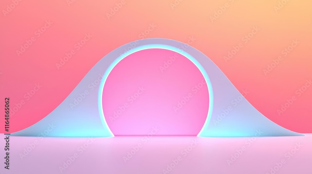 Poster cosmic abstract background concept. abstract geometric arch with vibrant gradient background for mod