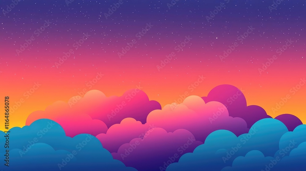 Poster cosmic abstract background concept. a vibrant gradient sky filled with colorful clouds during magica