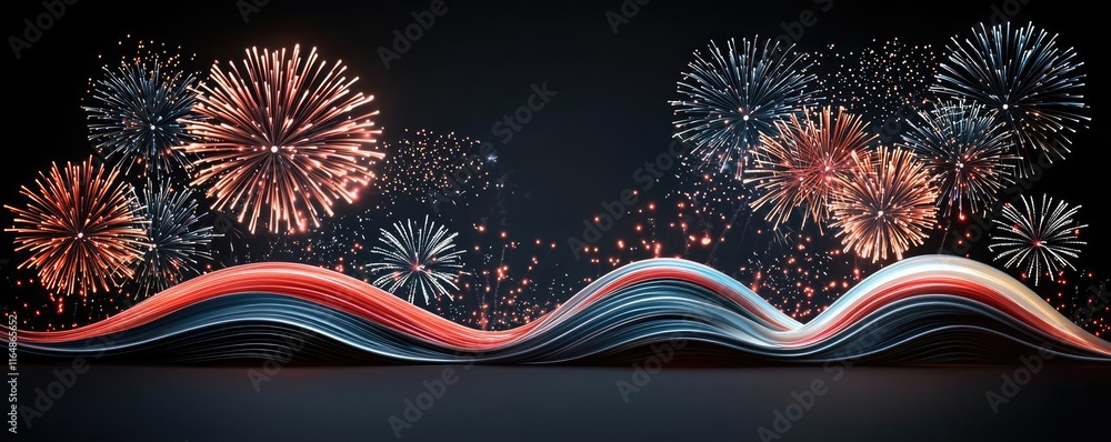 Aufkleber fireworks abstract background idea. a vibrant display of fireworks illuminating the night sky in col