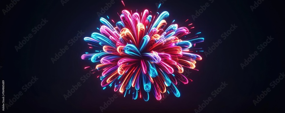 Poster fireworks abstract background idea. vibrant abstract design with colorful bursts and swirling lights