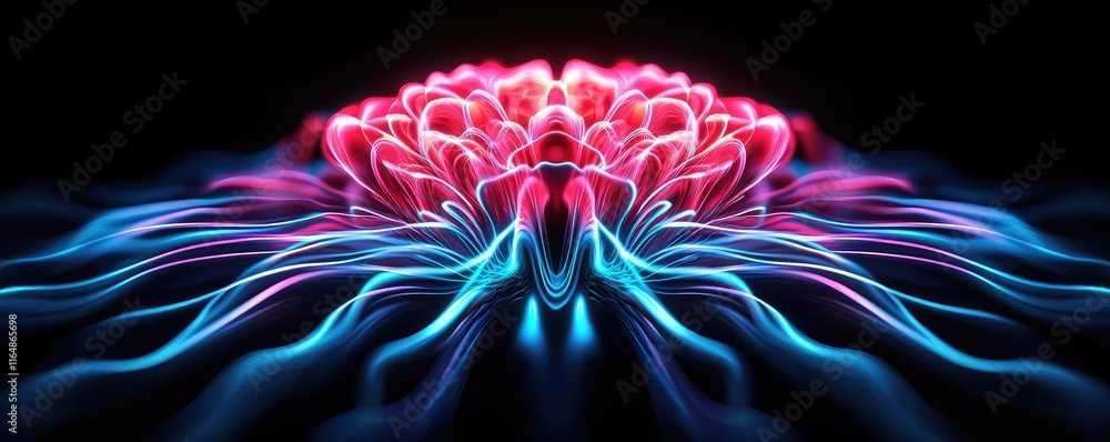 Poster fireworks abstract background idea. vibrant abstract flower design with luminous colors on a dark ba