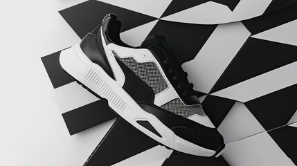Trendy chunky sneakers in black and white