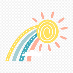 Obraz premium Hand drawn rainbow element. Boho rainbow hand drawn illustration