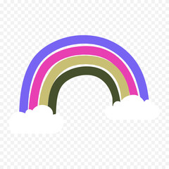 Hand drawn rainbow element. Boho rainbow hand drawn illustration