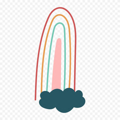 Hand drawn rainbow element. Boho rainbow hand drawn illustration