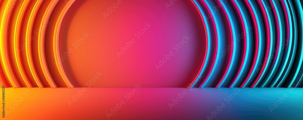 Aufkleber circles abstract background idea. vibrant gradient backdrop with waves for creative digital designs 