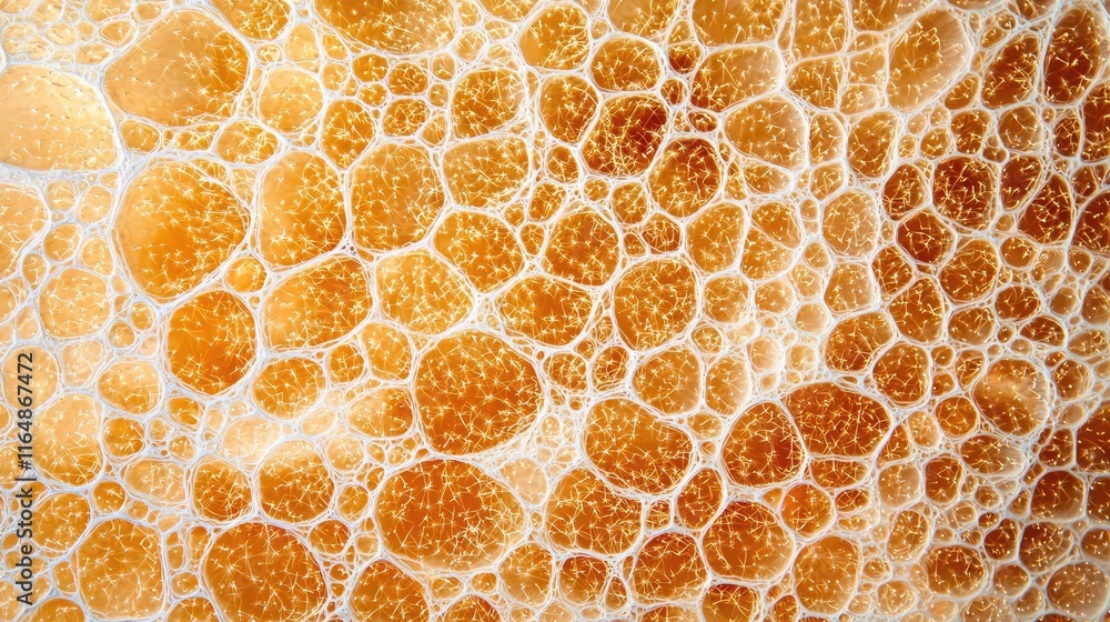 Poster fireworks abstract background idea. close-up of textured golden foam, showcasing bubbles and an orga