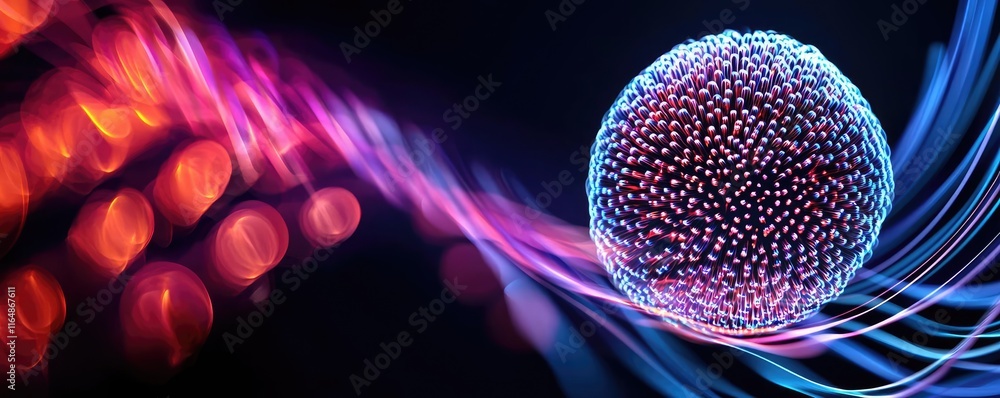 Poster fireworks abstract background idea. abstract depiction of a cell with vibrant colors and dynamic lig