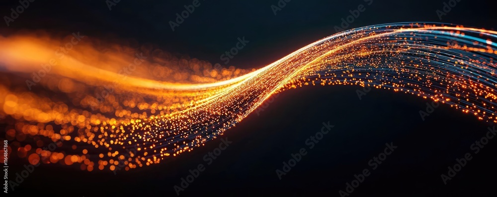 Poster fireworks abstract background idea. colorful abstract wave design with glowing particles on a dark b