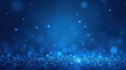 Abstract Blue Glitter Background with Sparkling Lights and Bokeh Effects