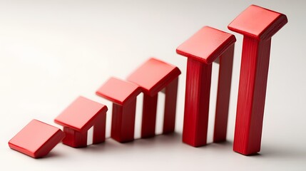 Red Blocks Forming An Ascending Graph Showing Growth