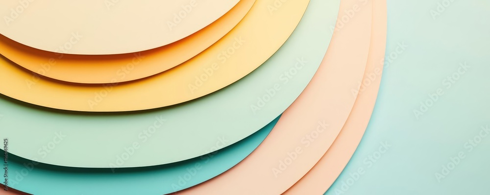 Poster circles abstract background idea. colorful layered shapes in pastel tones create a modern abstract b