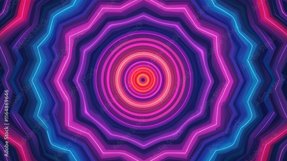 Poster circles abstract background idea. colorful concentric circles design with vivid neon lights in vibra