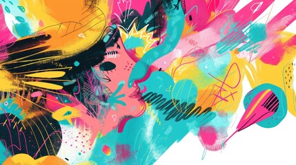 Fototapeta premium Vibrant abstract artwork featuring bold colors and dynamic shapes, evoking emotion and creativity.
