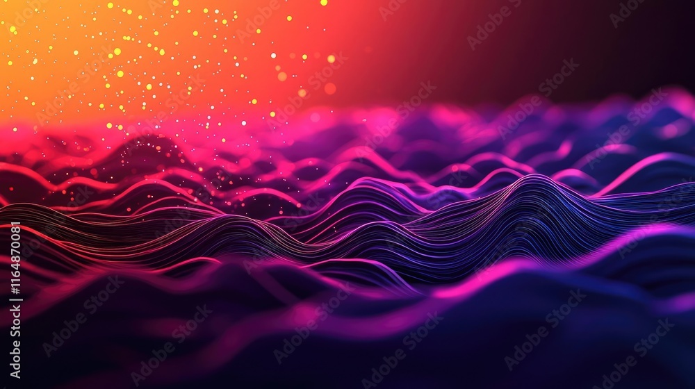 Poster fireworks abstract background idea. abstract waves in vibrant colors create a mesmerizing digital la