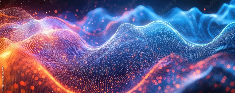 Poster fireworks abstract background idea. vibrant wave patterns in blue and orange with a futuristic feel 