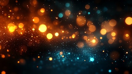 Abstract background with orange and blue bokeh lights