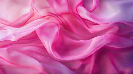 Obraz premium A vibrant streak of pink fabric flowing in an abstract pattern, creating a dynamic and lively background with soft light and rich texture