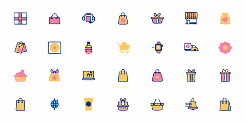 Set of Icon Pack Cyber Monday Lineal Color