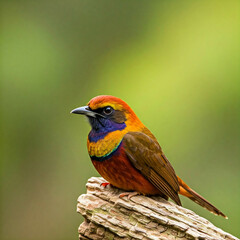Obraz premium colorful male bird perched on a branch in a lush forest setting