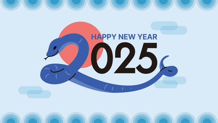 2025 Korean Traditional New Year Card: A Design Celebrating the Year of the Blue Snake, Wishing Luck and Prosperity with a Pop-Up Lunar New Year Greeting Image