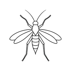Stonefly (Plecoptera) insect silhouette design, labeled line art vector illustration.