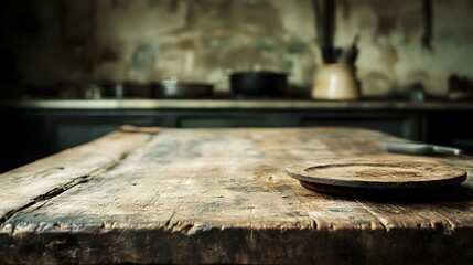 Rustic Wooden Tabletop Kitchen Setting Background