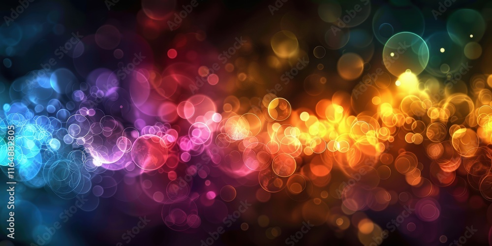 Poster Abstract Colorful Lights Background with Bokeh Effect for Design and Artistic Use in Digital Art, Print Media, and More
