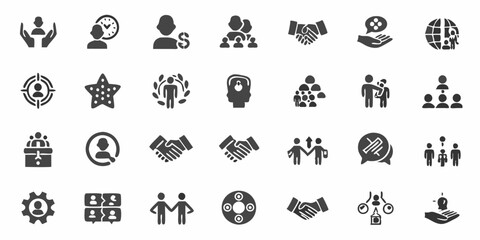 Vector business isolated silhouette icon set