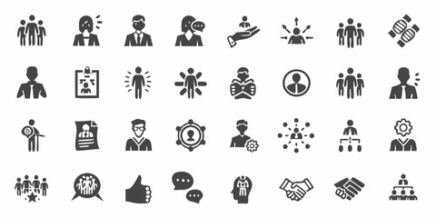 Vector business isolated silhouette icon set with business, marketing