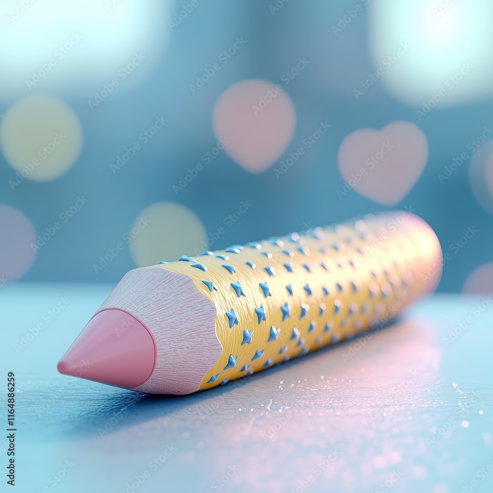 Poster colorful pencil on table with blurred background and bokeh effect
