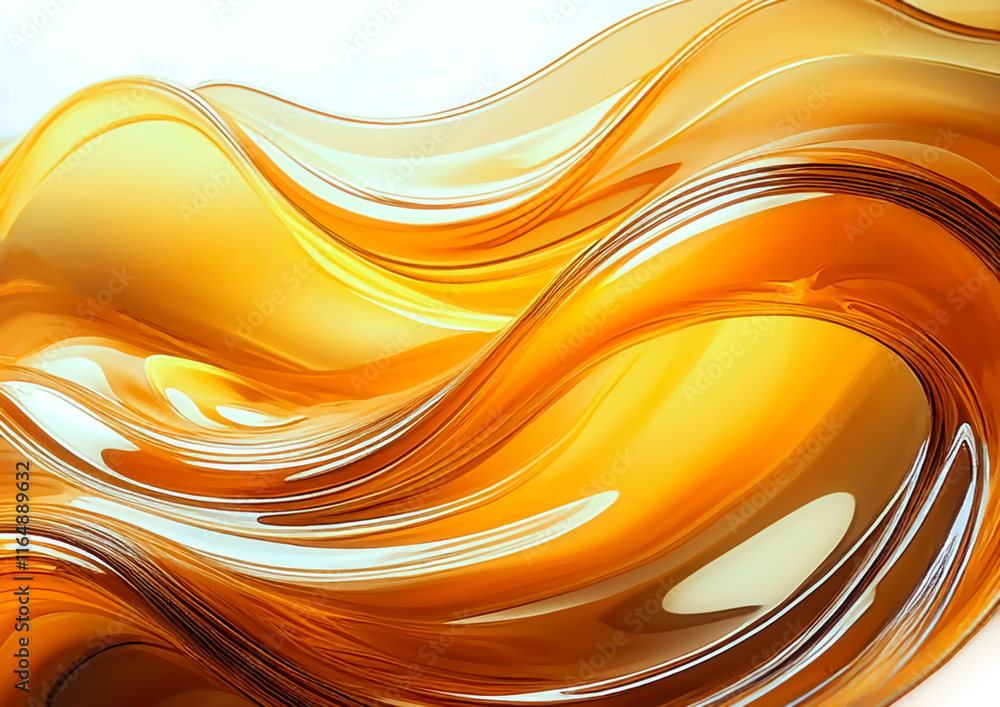 Poster abstract background with smooth lines in yellow and orange colors, computer generated images