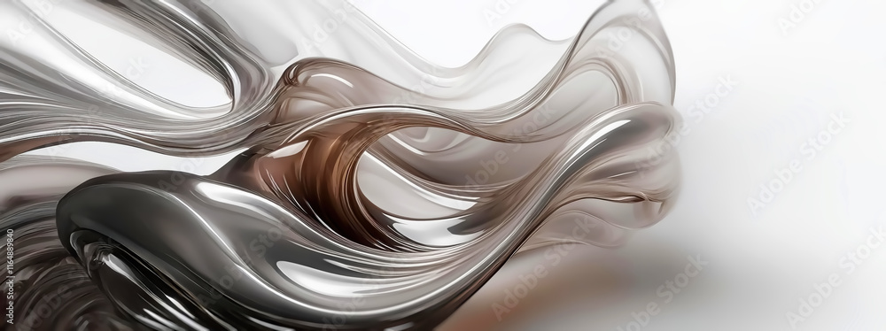 Poster abstract 3d rendering of wavy liquid background.