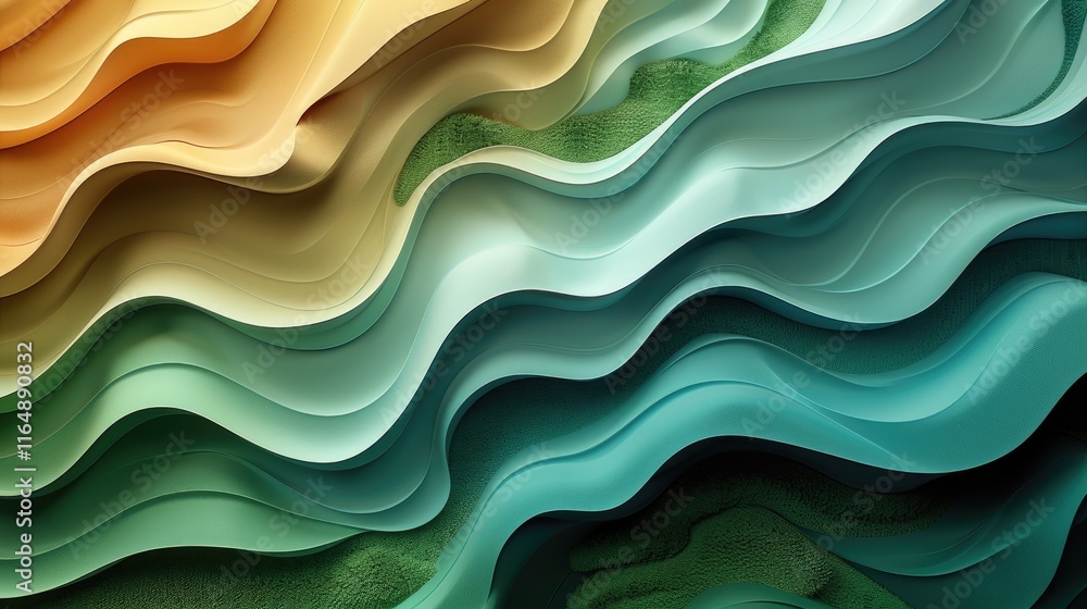 Aufkleber abstract layered waves in warm and cool colors create a dynamic visual flow.