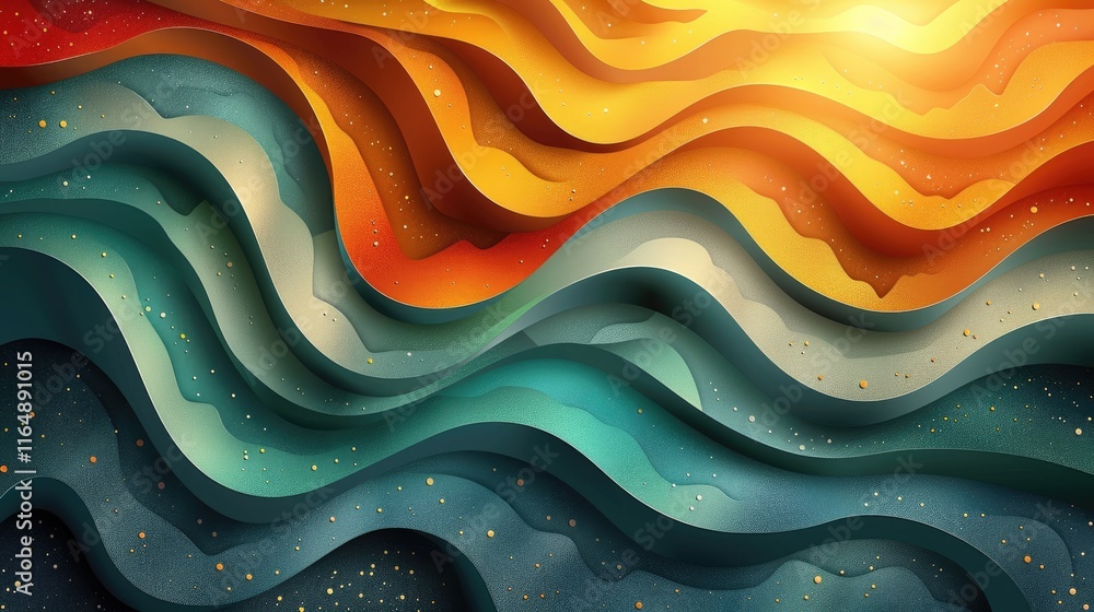 Aufkleber abstract waves in warm and cool colors create a dynamic, textured visual experience.