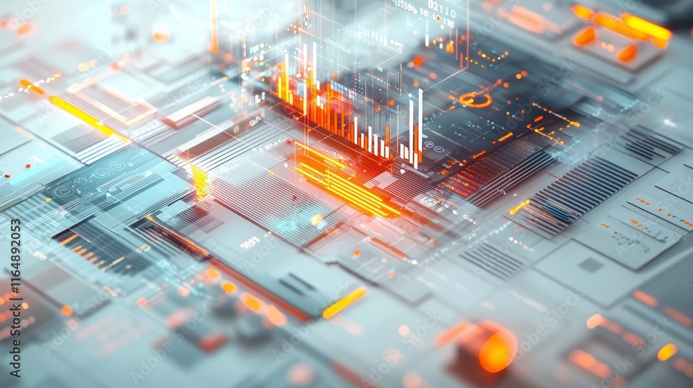 Poster digital data flow in abstract geometric technology concept