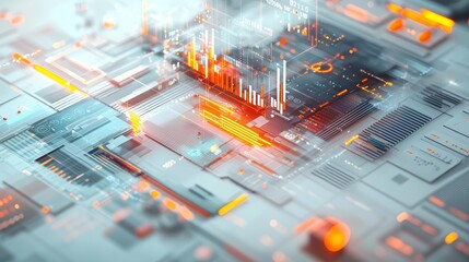 Digital Data Flow in Abstract Geometric Technology Concept