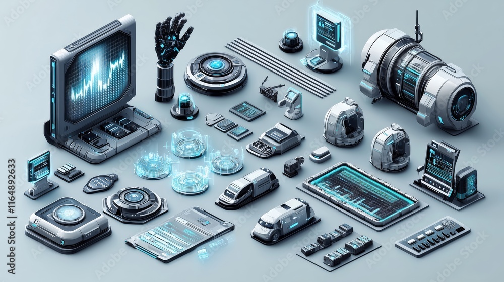 Poster futuristic technology elements for digital design and visualization