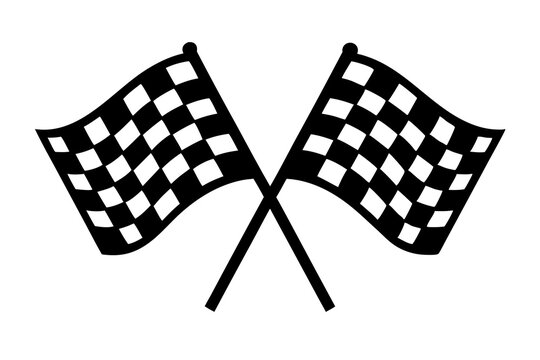 black and white checkered flags crossed