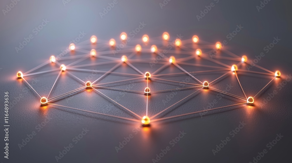 Poster futuristic network design with glowing nodes and connections